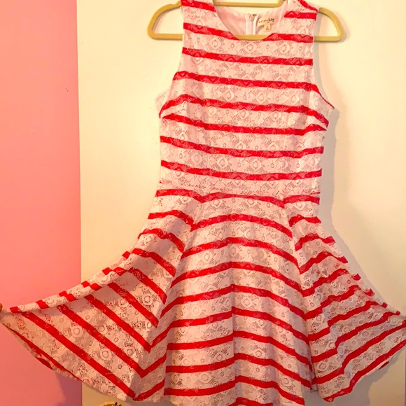Very pretty dress pink and white stripes Lace - Picture 1 of 6
